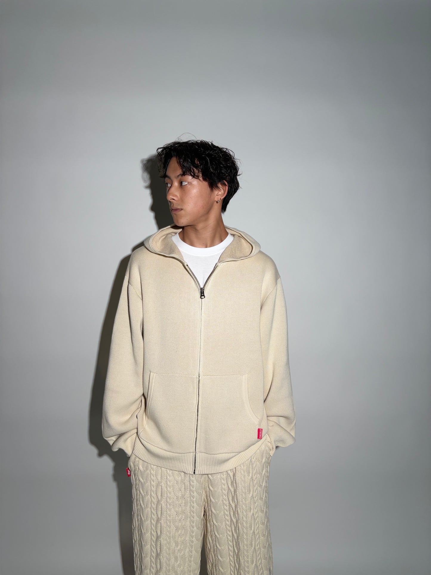 JACQUARD KNIT ZIP HOODIE